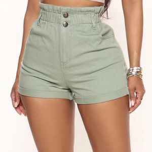 Fashion Nova 🍃 Cameryn Paperbag Waist Denim Shorts  - Olive